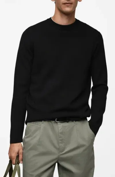 Mango Regular Fit Fine Knit Sweater In Black