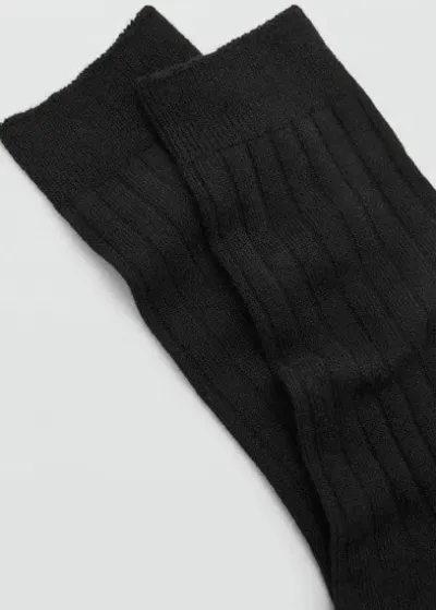 Mango Ribbed Socks Black