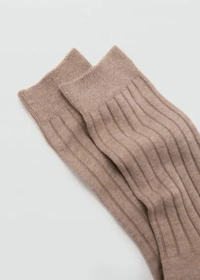 Mango Ribbed Socks Medium Brown