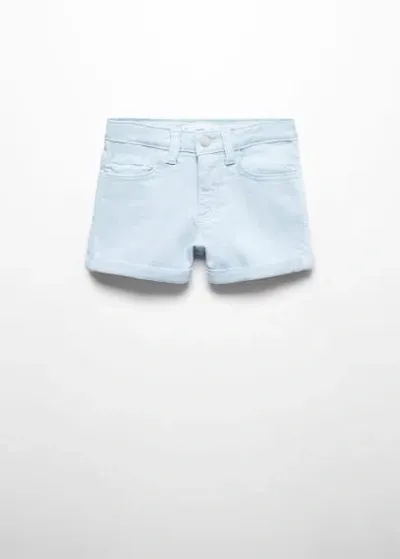 Mango Kids' Rolled-up Hem Denim Shorts Sky Blue