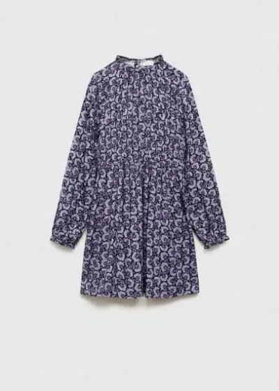 Mango Kids' Flower Print Dress Light/pastel Purple