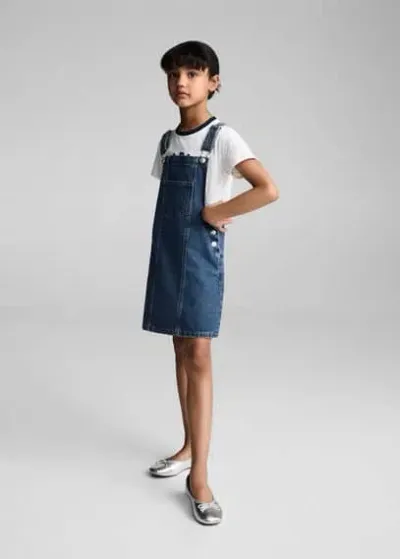 Mango Kids' Salopette Courte En Jean In Bleu Moyen