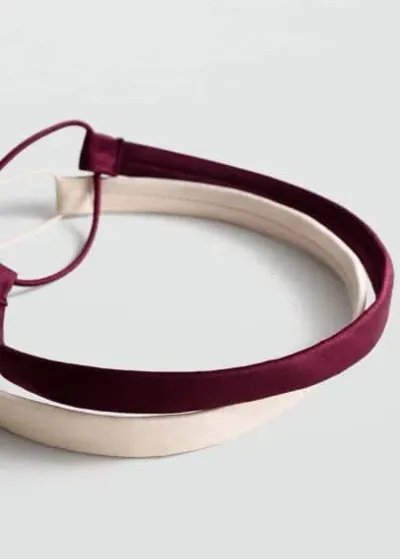 Mango Satin Elastic Headband Ecru