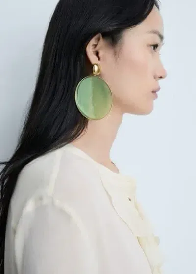 Mango Maxi Round Resin Earrings Gold In Or