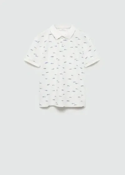 Mango Kids' Shark Print Polo Off White