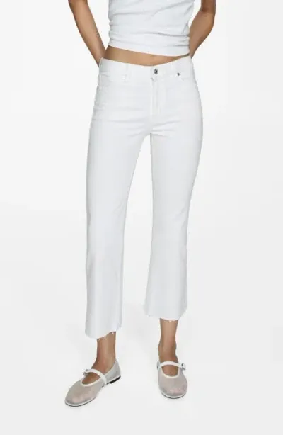 Mango Sienna Raw Hem Crop Flare Jeans In Off White