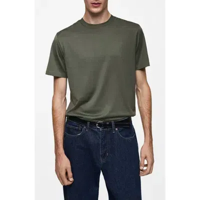 Mango Slim Fit Cotton T-shirt In Forest Green