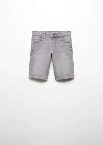 Mango Kids' Slim-fit Denim Bermuda Shorts Denim Grey