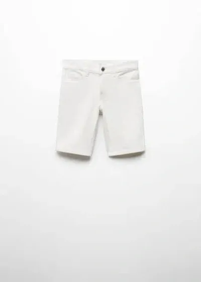 Mango Kids' Slim-fit Denim Bermuda Shorts White