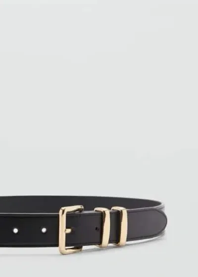 Mango Square Buckle Belt Black In Noir