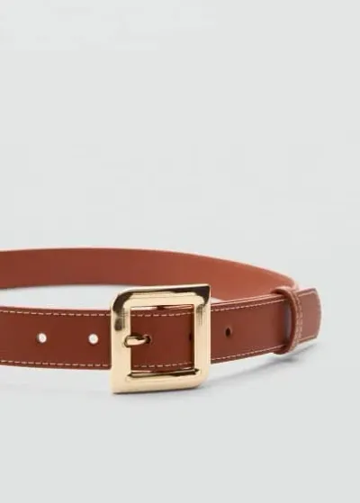 Mango Square Buckle Belt Brown