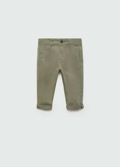 Mango Kids' Pantalon Droit Coton In Green