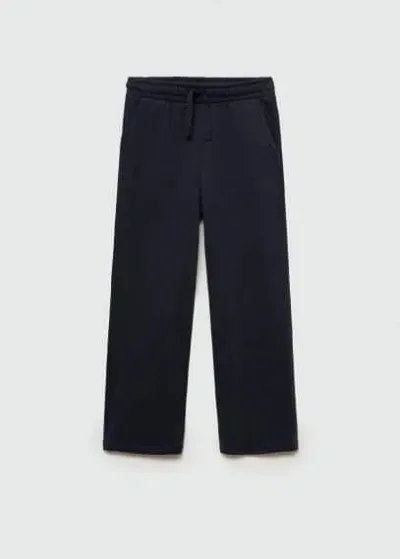 Mango Kids' Straight-fit Cotton Trousers Dark Navy