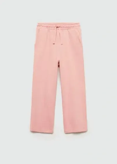 Mango Kids' Straight-fit Cotton Trousers Pink