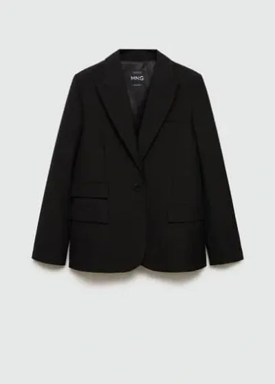 Mango Straight-fit Suit Jacket Black