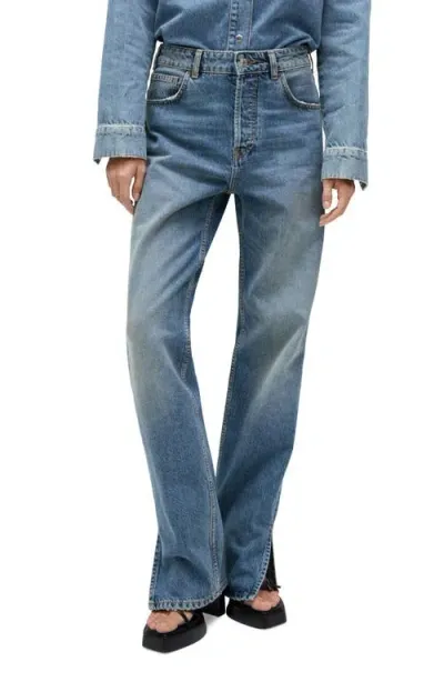 Mango Straight Leg Jeans In Dark Blue