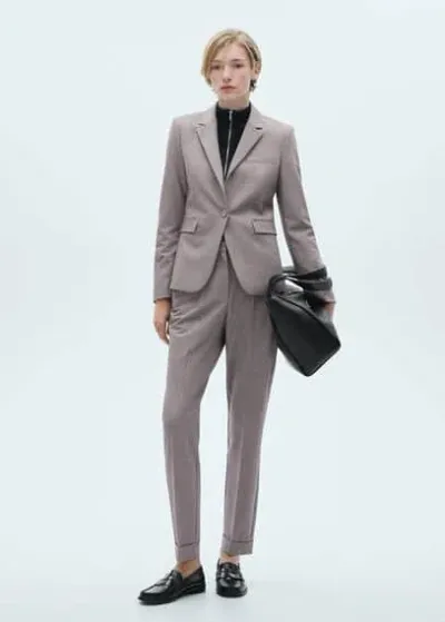 Mango Straight Suit Blazer Grey