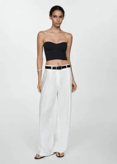 Mango Strapless Cropped Top Black