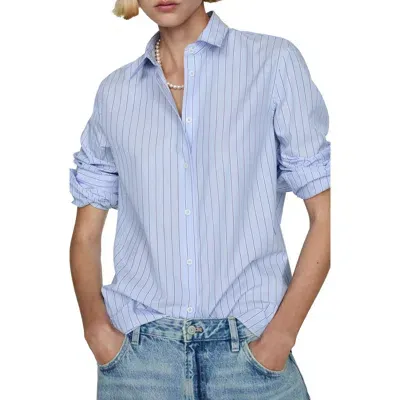 Mango Stripe Regular Fit Button-up Shirt In Sky Blue