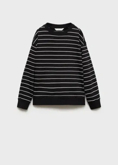 Mango Kids' Striped Cotton-blend Sweatshirt Black