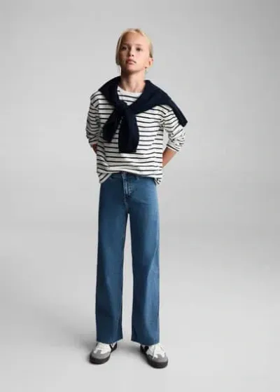 Mango Kids' Striped Cotton T-shirt Dark Navy