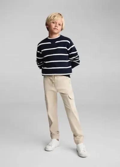 Mango Kids' Striped Knit Sweater Dark Navy