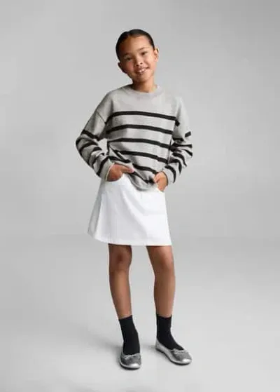 Mango Kids' Striped Rib Sweater Medium Heather Grey In Gris Chiné Moyen