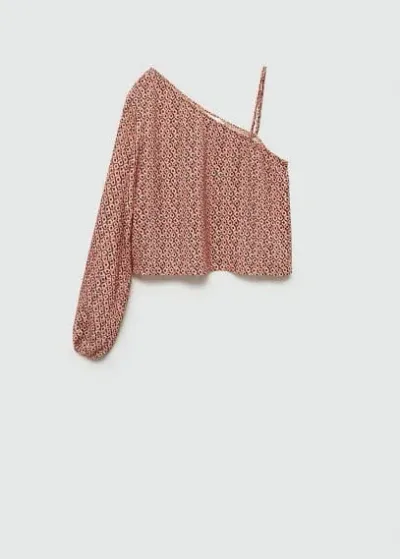 Mango Teen Asymmetrical Printed Blouse Burnt Orange