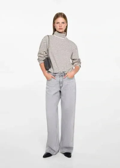 Mango Teen Striped Turtleneck T-shirt Sand