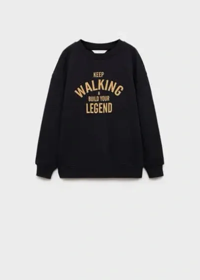 Mango Kids' Texture Detail Print Sweatshirt Black