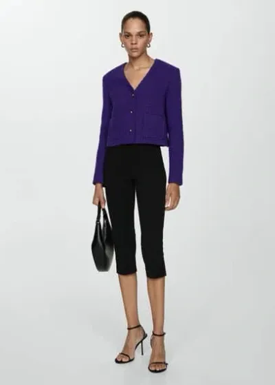 Mango Veste Tweed Col V In Violet