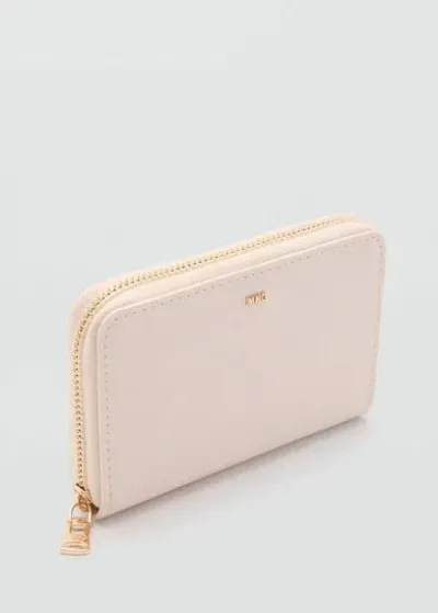 Mango Wallet Decorative Stitching Off White