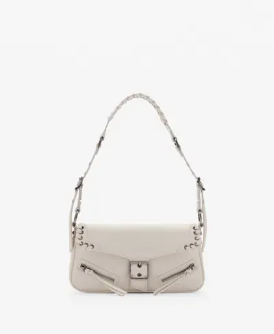 Mango Buckle Detail Faux Leather Shoulder Bag In White