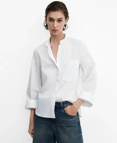 Mango Women's Buttoned Cotton Shirt In Natural White