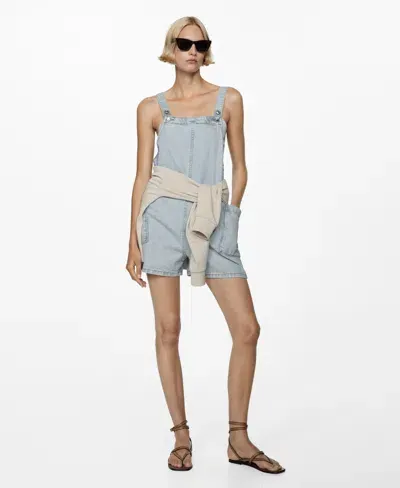 Mango Women's Denim Jumpsuit Shorts In Light Blue