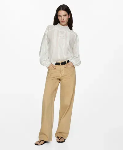 Mango Embroidered Details Blouse Off White