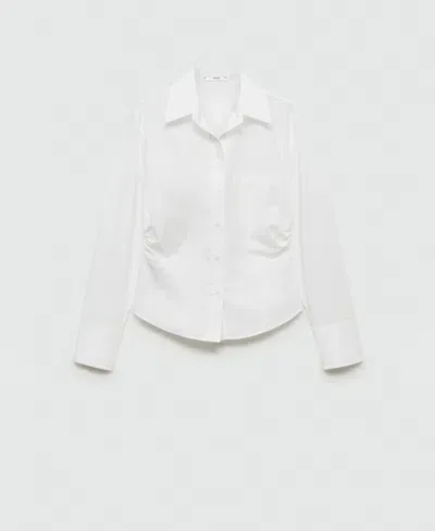 Mango Women's Gathered Details Cotton Shirt In Off White