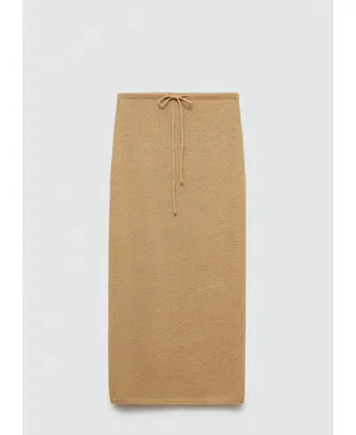 Mango Women's Long Knitted Skirt In Gold