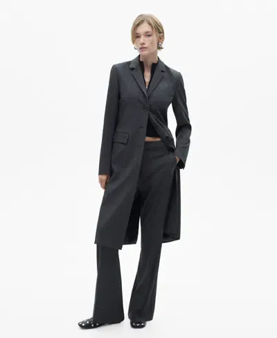 Mango Women's Long Straight Coat In Gray