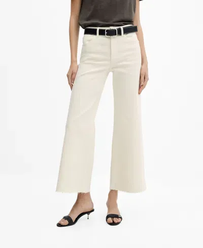 Mango Women's Mid Waist Culotte Jeans In Sand