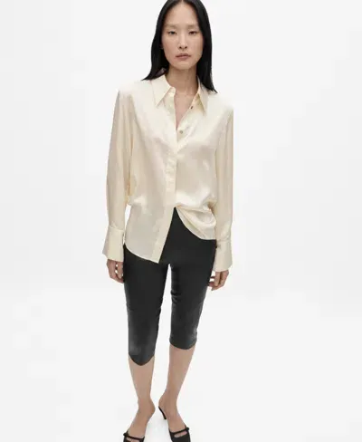 Mango Women's Silk Satin Shirt In Off White