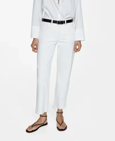 Mango Women's Straight-fit Cropped Jeans In White