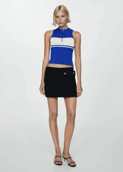 Mango Zip Ponte Top Vibrant Blue