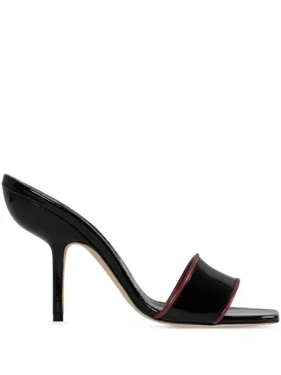 Manolo Blahnik Helamu 105mm Patent Mules In Black