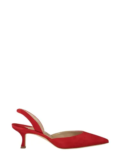 Manolo Blahnik 50mm Carolyne Pumps In Red