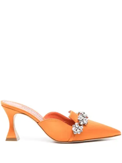 Manolo Blahnik 75mm Permu Mules In Orange