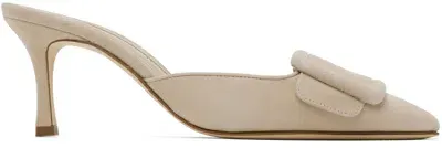 Manolo Blahnik Beige Maysale Mules In 2601 Medium Nude