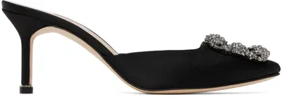 Manolo Blahnik Black Hangisimu Mules In 0015 Black