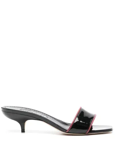 Manolo Blahnik Hemalmu 50mm Leather Mules In Black