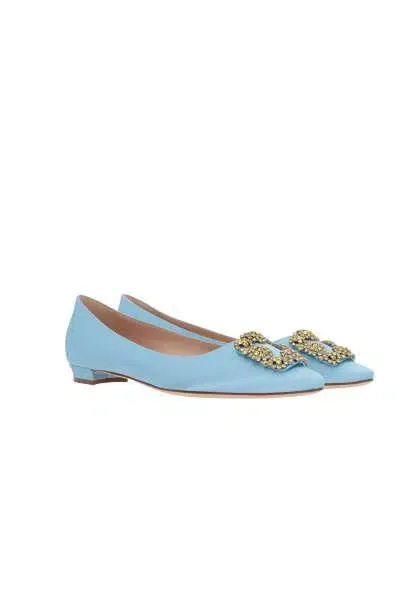 Manolo Blahnik Flat Shoes In Blue